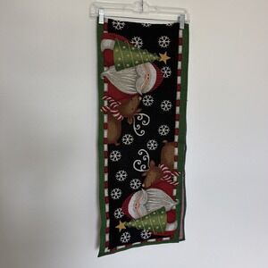 Woven Tapestry Cotton Blend Holiday Decor Santa Table Runner Christmas